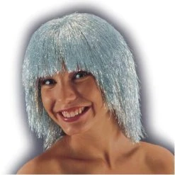 CARNEVALE Parrucca Flash Lamè Argento In Busta