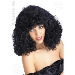 CARNEVALE PARRUCCA RICCIA EDY NERA IN VALIGETTA