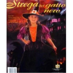 CARNEVALE Costume Strega Del Gatto Nero Tg. 5/7 - 7/9 Anni
