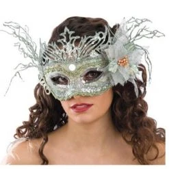 CARNEVALE Maschera Con Decorazioni Glitter E Fiore In Tessuto
